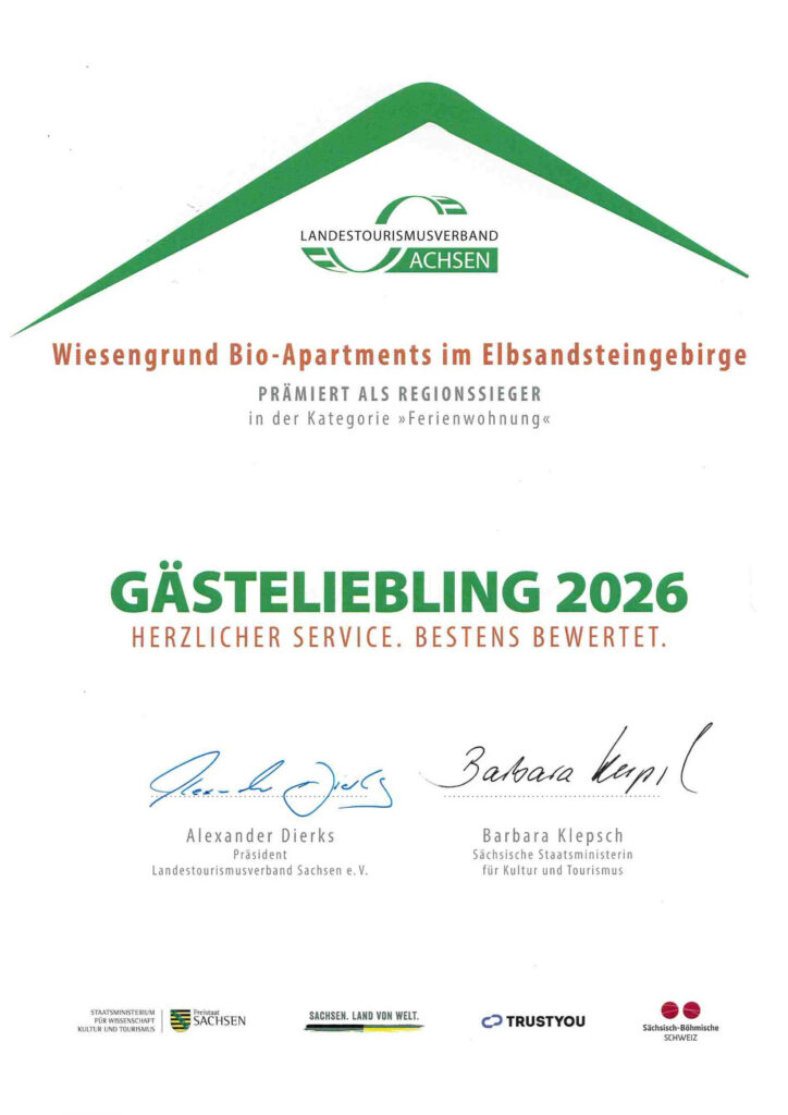 Urkunde Gästeliebling 2026_Wiesengrund
